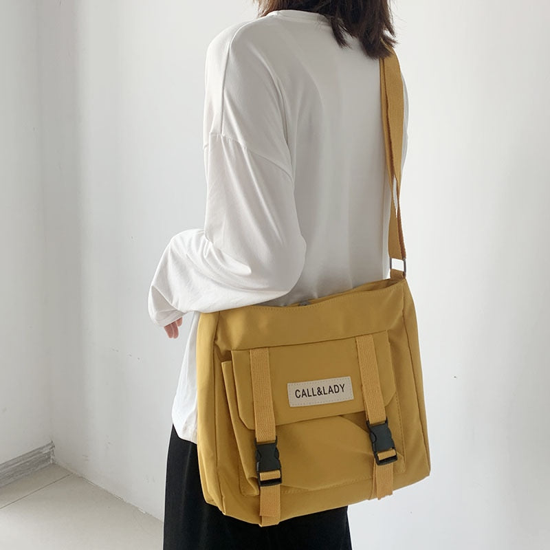 Young Women Large Capacity Of The Single Shoulder Bag Pack Waterproof Pure Color Messenger Bag Of Inclined Students Pack