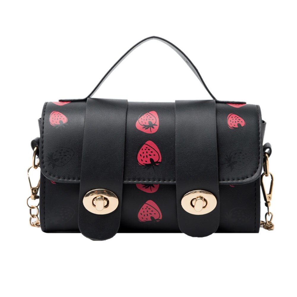 Strawberry Pattern Handbag Female Stylish Single Shoulder Bag Lady Casual Travel Strawberry Printing Messenger Bag