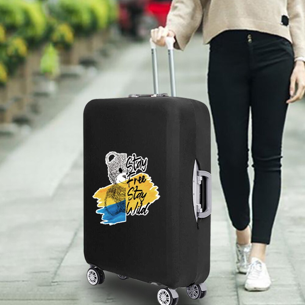 Luggage Cover Protective Thickening Travel Accessories Luggage Dust Cover for 18-28 Inch Bear Print Fashion Suitcase