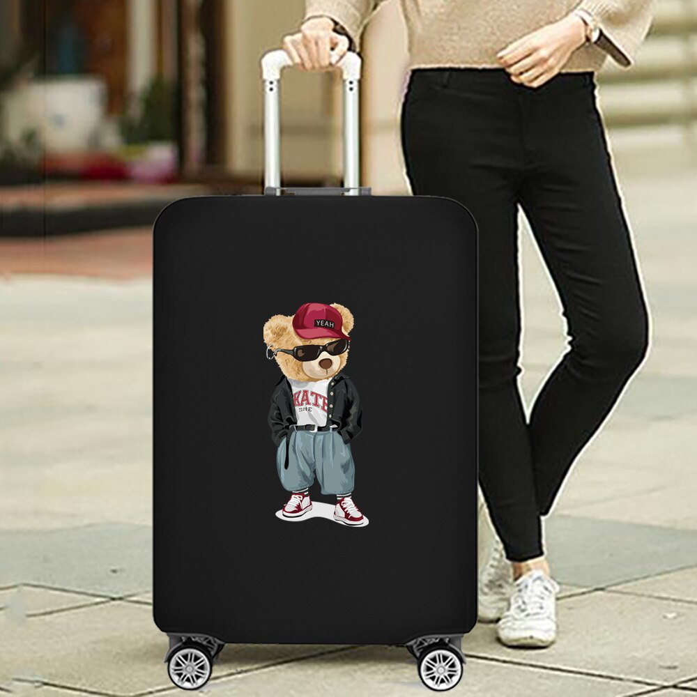 Luggage Cover Protective Thickening Travel Accessories Luggage Dust Cover for 18-28 Inch Bear Print Fashion Suitcase
