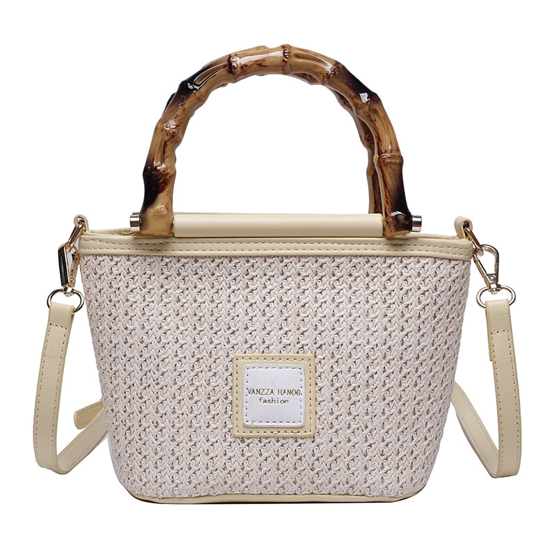 Women's Bag Straw Beach Shoulder Bag Ladies Summer Bamboo Handbag Fashion Luxury Designer Crossbody Bag High Quality Casual Tote