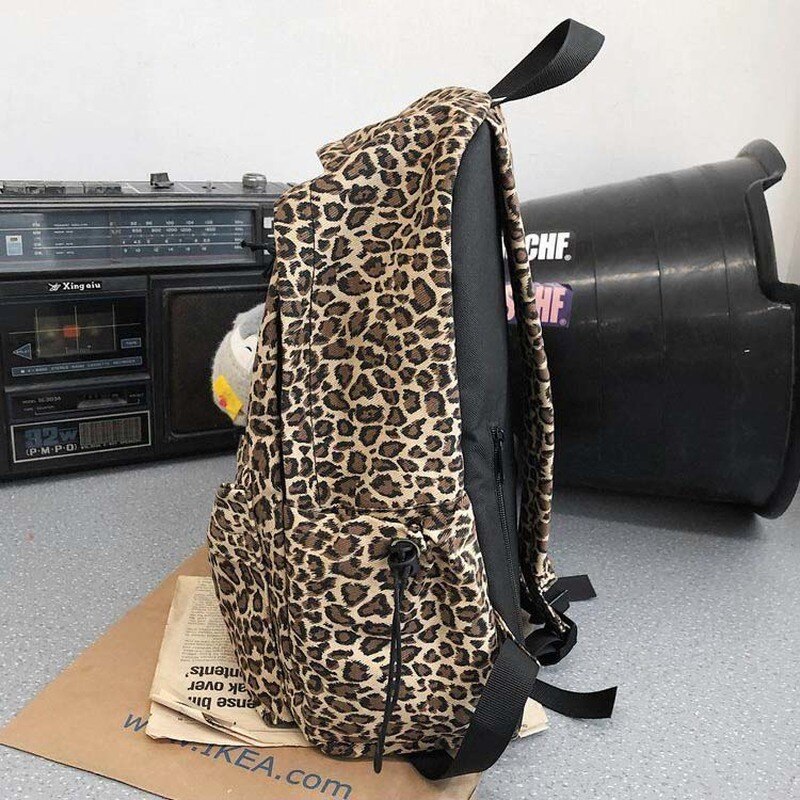 Backpacks Leopard Vintage Couple Canvas Bag Korean Harajuku Ulzzang Large Capacity School Backpack Unisex Stylish Waterproof Ins