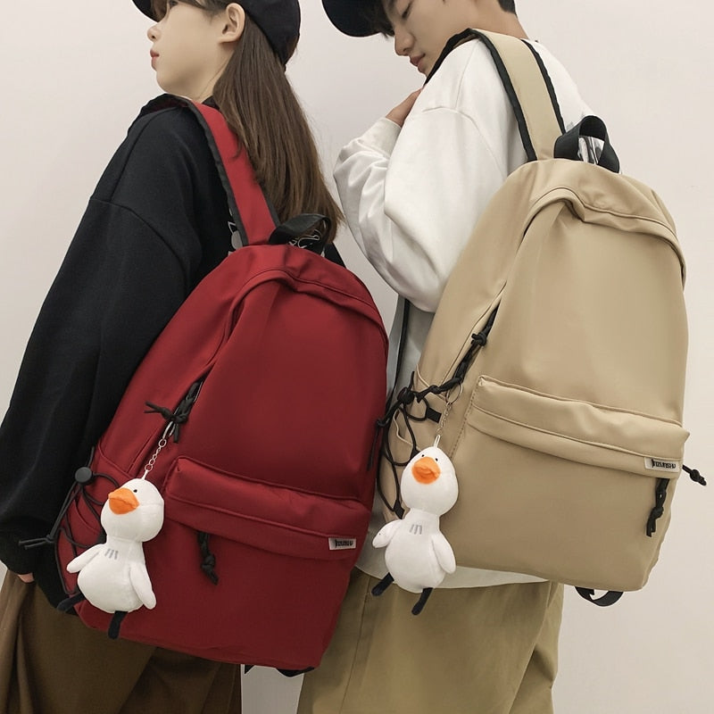 Unisex Solid Color Nylon Backpacks Fashion Women Backpack Men Big Schoolbag Cool Bookbag Teen Student Portable Laptop Bagpack