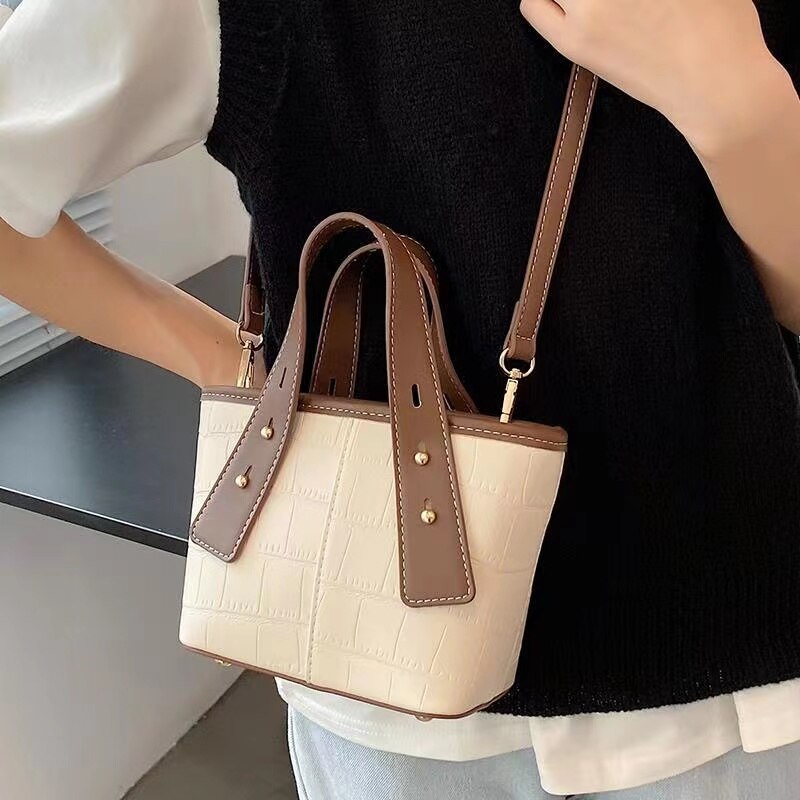Large-Capacity Bag New Style Fashion High-End Handbag Women's Bag Net Red Foreign Style Shoulder Bag Messenger Bucket Bag