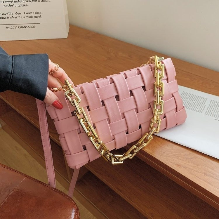 Women Bag Weave Gold Chain Leather Bags Women's Single Shoulder Armpit Bag Luxury Handbag Advanced Texture Luxury Design