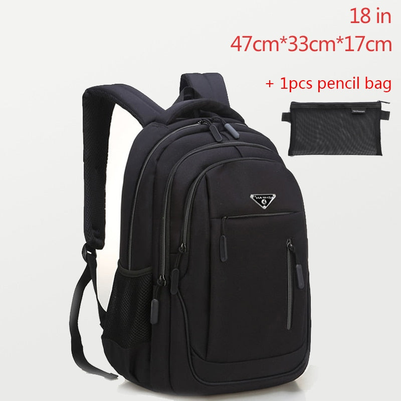 Large Capacity Backpack Men Laptop Backpacks 15.6 Oxford Black Solid Big High School Bags Teen College Boy Gril Student Backpack