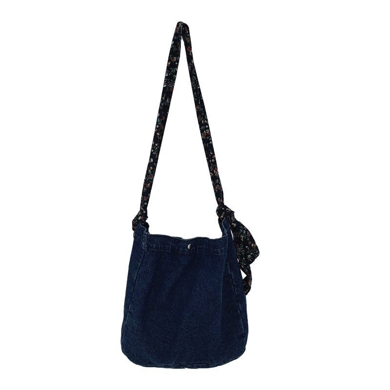 Large Capacity Canvas Shoulder Bags For Women Solid Fashion Fold Female Handbag Jean Big Shopping Eco Bag Denim Crossbody Bags