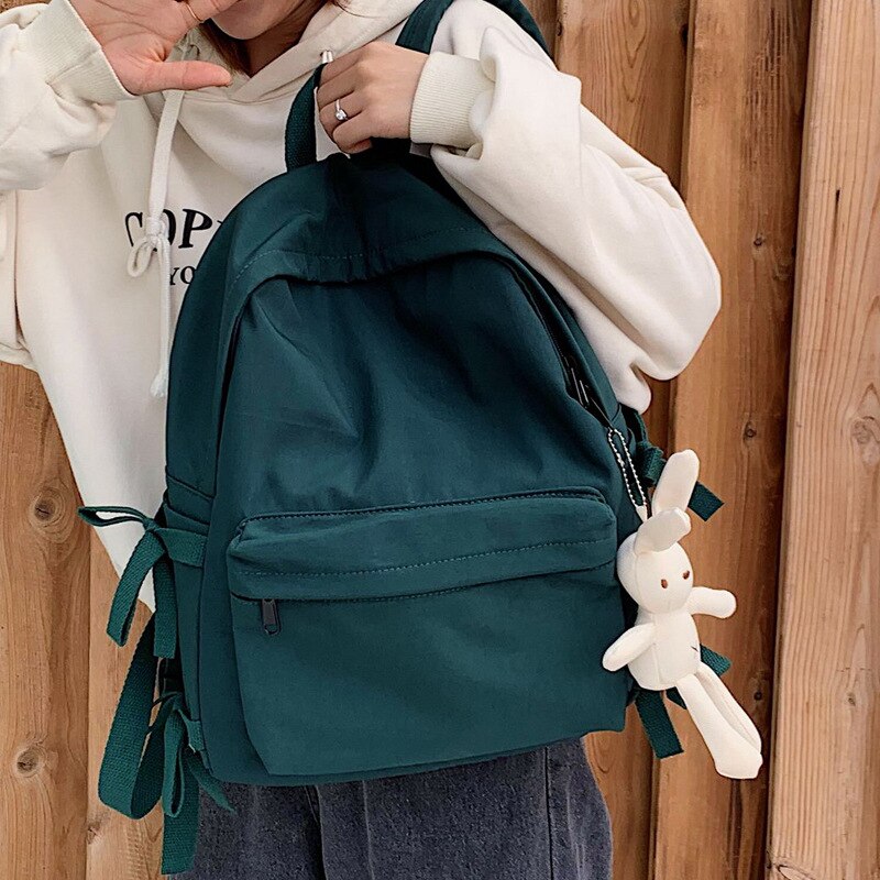 Outdoor Travel Nylon School Backpack Women's Backpacks for Teenagers Girl Large Capacity Women Bag Solid Color Schoolbag Mochila