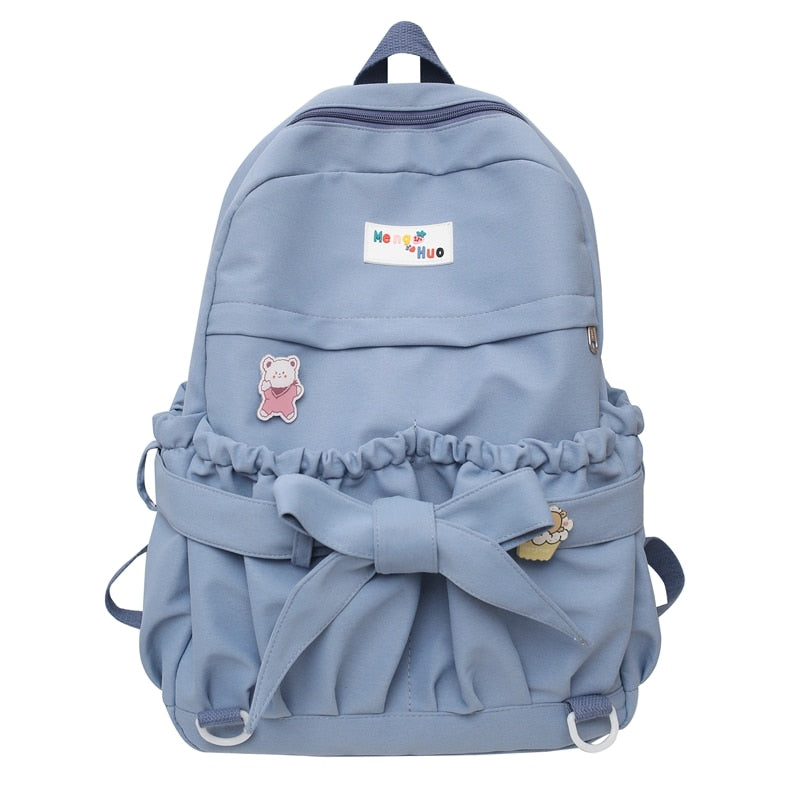 Fashion Kawaii Bow Waterproof Female Laptop Backpack Ladies Nylon College Backpack Trendy Women School Bag Girl Travel Cute Bags