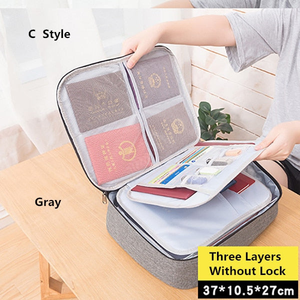 Travel Business Briefcase A4 Document Bag Waterproof Oxford Tote Men Women's Electronic Product Storage Pouch Office Organizer