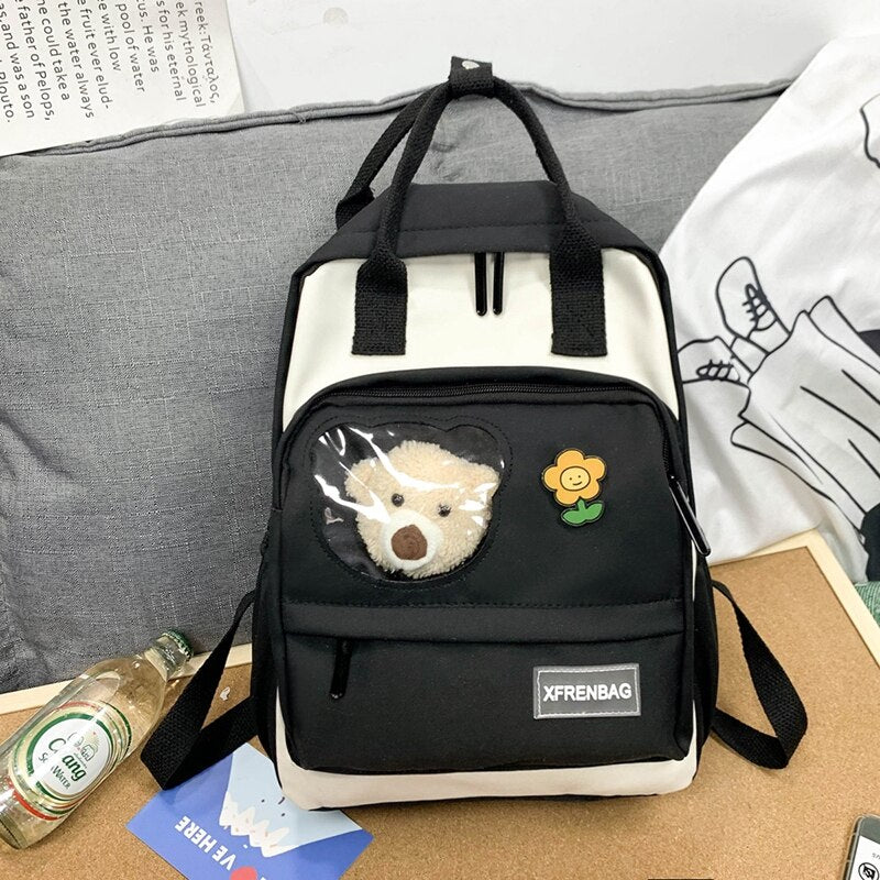 DCIMOR New Portable Nylon Women Backpack Female Cute Ring Buckle Travel Bag Teenage Girl Transparent Schoolbag Fashion Bookbag