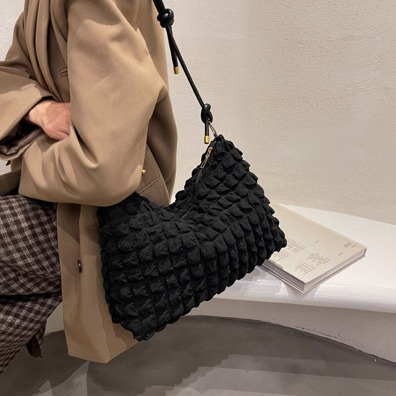 Large capacity small fresh diamond underarm bag Ladies' new trendy pleated simple portable shoulder bag handbags women bags