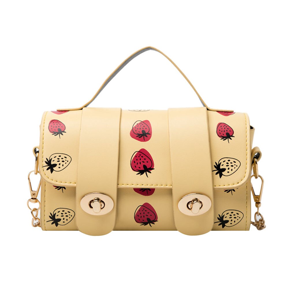 Strawberry Pattern Handbag Female Stylish Single Shoulder Bag Lady Casual Travel Strawberry Printing Messenger Bag