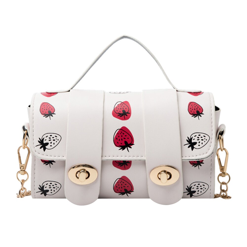 Strawberry Pattern Handbag Female Stylish Single Shoulder Bag Lady Casual Travel Strawberry Printing Messenger Bag