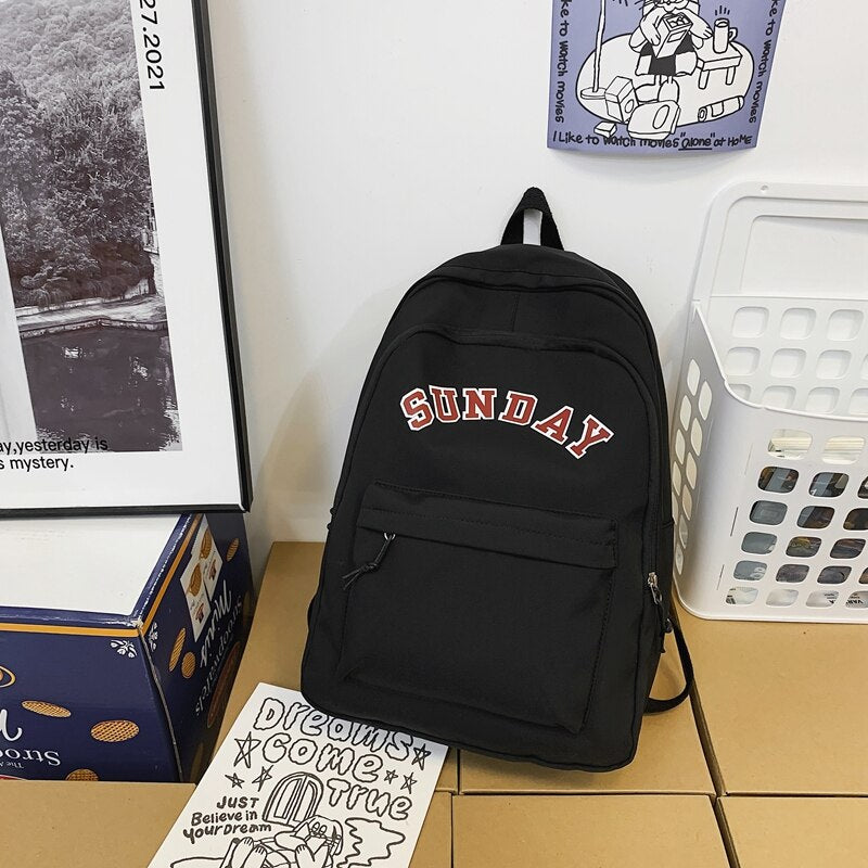 DCIMOR New Waterproof Nylon Women Backpack Female Kawaii Letter Printing Portable Travel Bag Cool Schoolbag for Teenage Girls