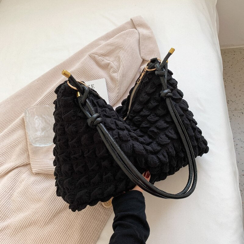 Large capacity small fresh diamond underarm bag Ladies' new trendy pleated simple portable shoulder bag handbags women bags