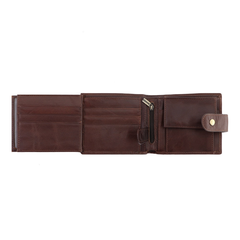 Cowhide Genuine Leather Men Wallet RFID Anti Theft Wallets Coin Purse Clutch Hasp Open Retro Long Wallet Multifunctional 3 Fold