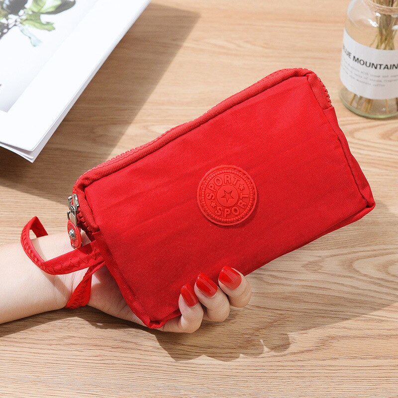 3 Zipper Ladies Wallets Ladies Wallets Brand Clutches Coin Purse Card Key Wallets Canvas Short Ladies Girls Wallets Handbags