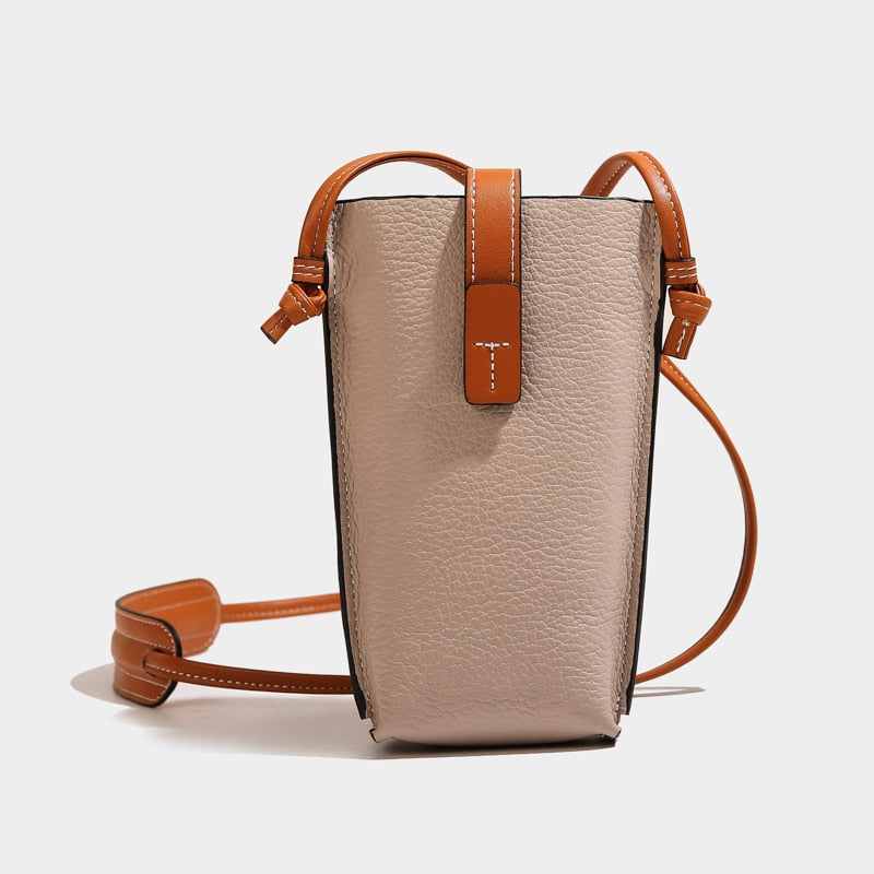 Genuine Leather Women's Shoulder Bag Fashion Trend Mobile Phone Bag Ladies Messenger Bag Simple Crossbody Bag With Card Holder