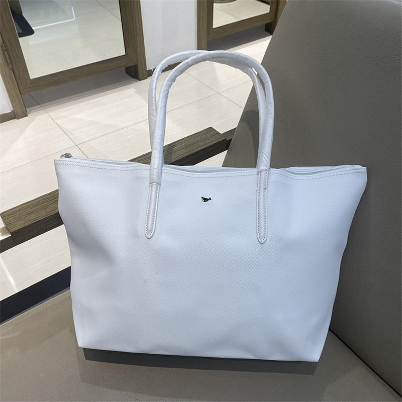 Designer Brand Women's Bags PVC Waterproof Coated Tote Bag Shopping School Casual Travel Laptop Zipper Commuter Handbag