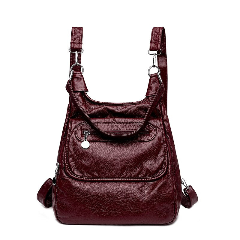 Women Backpack Soft Leather Shoulder Bags For Women Multi-Function Shoulder Bag Female Preppy School Backpacks For Teenage Girls
