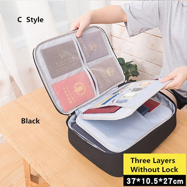 Travel Business Briefcase A4 Document Bag Waterproof Oxford Tote Men Women's Electronic Product Storage Pouch Office Organizer
