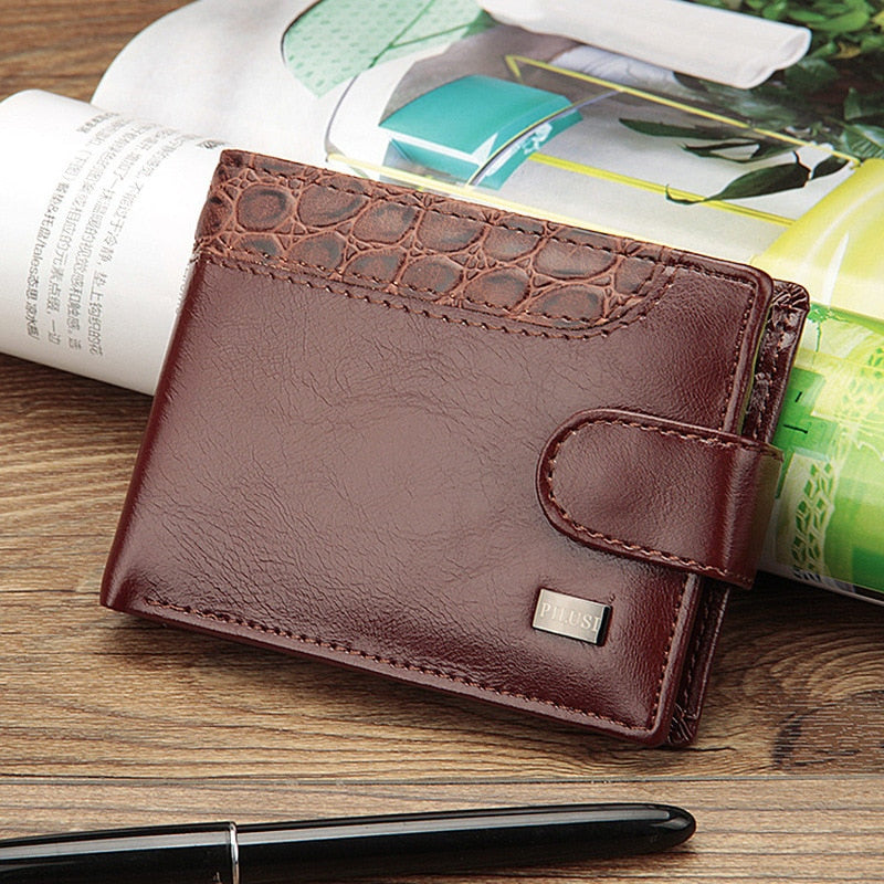 New Men Wallets Patchwork Leather Short Male Purse With Coin Pocket Card Holder Brand Trifold Wallet Men Clutch Money Bag