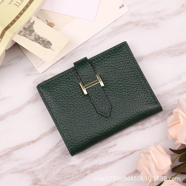 Genuine Leather Women Wallets Luxury Long Hasp Lychee Pattern Coin Purses Female Brand Solid Colors New Thin Clutch Phone Bag