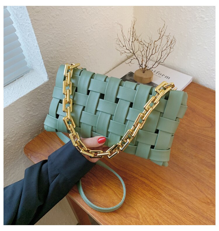 Women Bag Weave Gold Chain Leather Bags Women's Single Shoulder Armpit Bag Luxury Handbag Advanced Texture Luxury Design