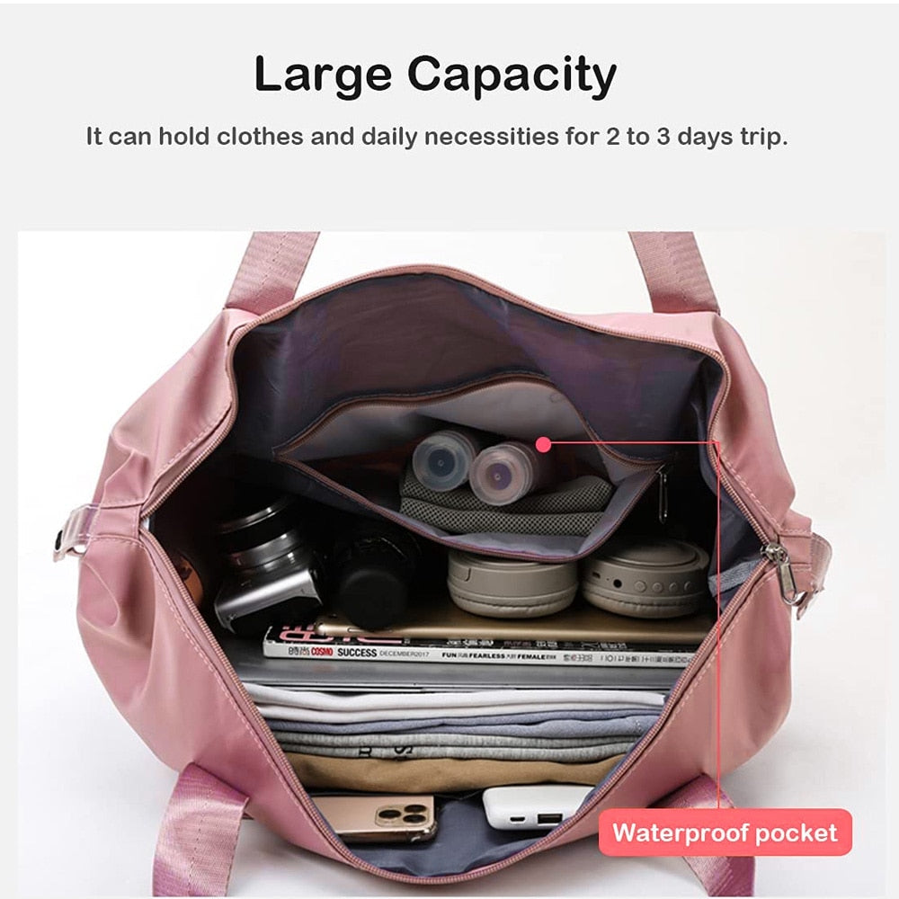 Large Capacity Travel Bags Portable Bag Nylon Foldable Tote Luggage Women Men Waterproof Handbag Shoulder Bag Traveling Backpack
