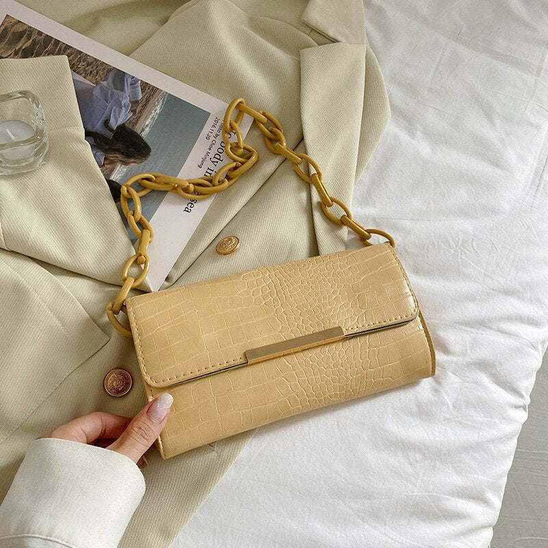 Popular Crocodile Pattern Women's Bag New Fashion Chain Shoulder Bags PU Leather Underarm Bags Female Trendy Versatile Handbags