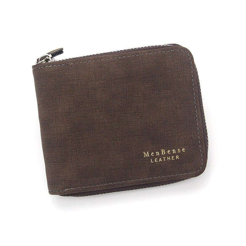 Short Men's Leather Wallet Brand Handy Purse Male Pocket Bag For Coin Money Leather Zipper Wallet Mini Card Holder Small Purse