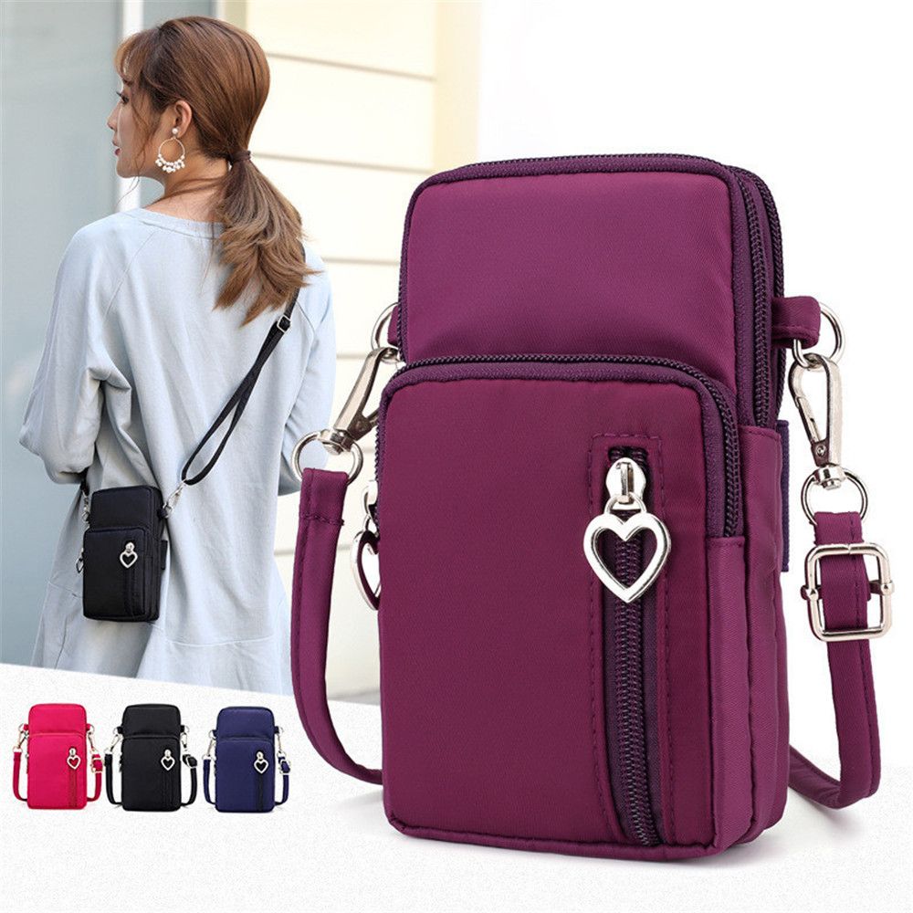 Women Fashion Summer Shoulder Bag Oxford Waterproof Handbag Wrist Pouch Wallet Girl's Sports Mobile Phone Bag Crossbody Bags