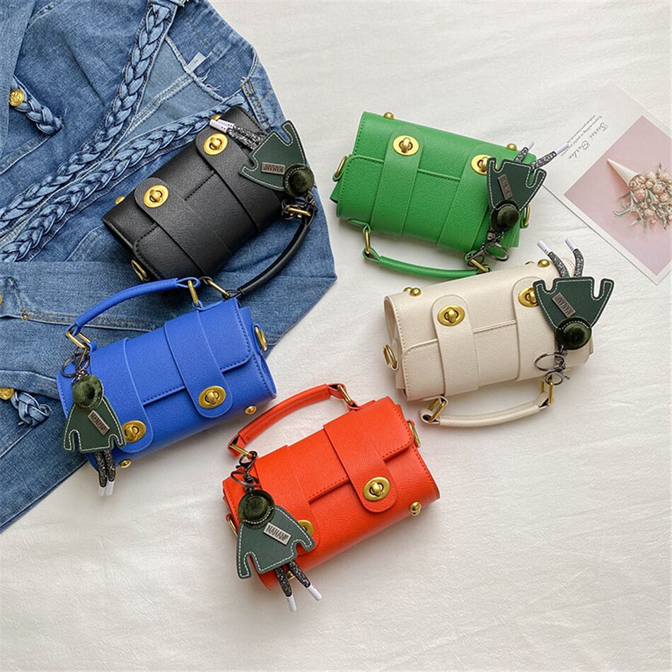 2 Lock Small Women's Boston Bag Luxury Purses and Handbags Luxury Pendant Crossbody Bag PU Leather Shoulder Bags for Women Mini