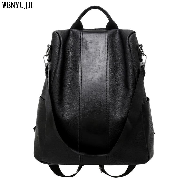 Women's Backpack PU Leather Backpacks Waterproof Rucksack Vintage School Bags For Girls Mochila Mujer Casual Bolsas Feminina