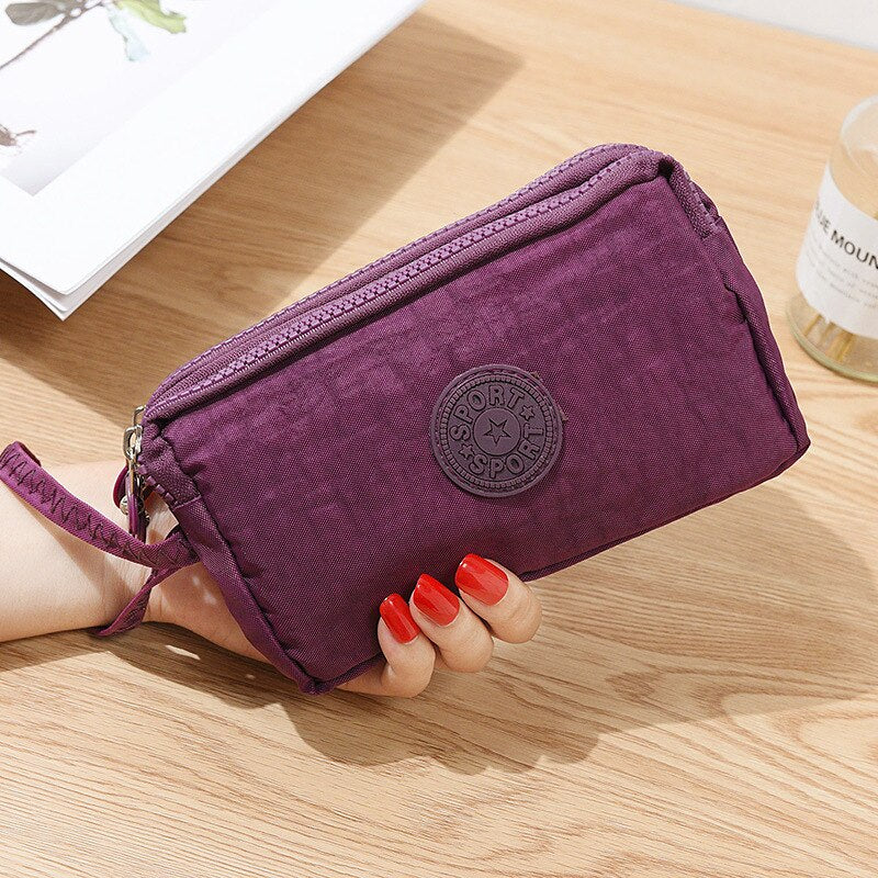 3 Zipper Ladies Wallets Ladies Wallets Brand Clutches Coin Purse Card Key Wallets Canvas Short Ladies Girls Wallets Handbags