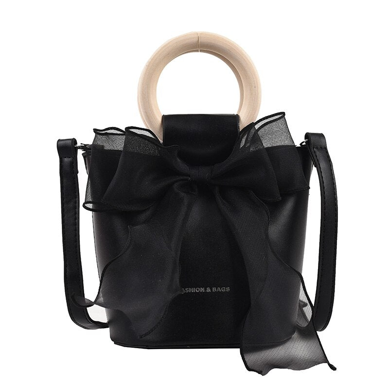 Cute Muslin Bow Women Bag Luxury Brand Design Female Pu Leather Handbags Mini Small Shoulder Crossbody Bags For Ladies Party Sac