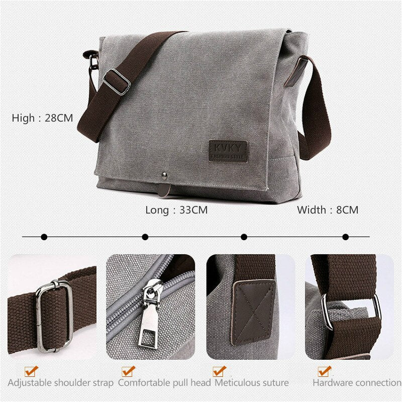 Men's Canvas Crossbody Shoulder Messenger Bags Man New Fashion Cross Body Bag Casual Solid Multi Function Portable Male Bag
