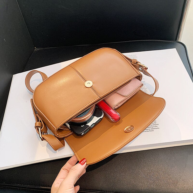 HOCODO Quality Pu Leather Shoulder Bag For Women Solid Color Handbag Female Simple Cross Body Bag Multifunction Women'S Bag