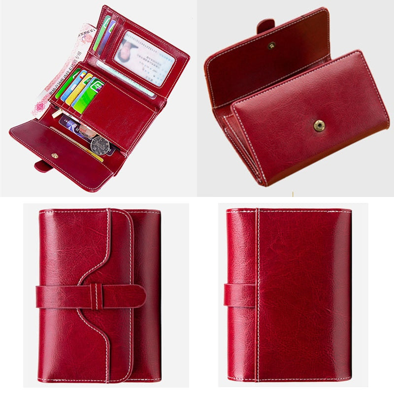 Woman Wallet Genuine Leather Wallets for Women Fashion Luxury High Quality RFID Card Holder Purse Female Clutch Bag