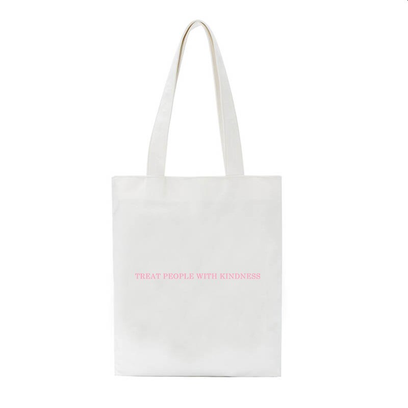 YWBK Women Bag Fashion Canvas Treat People with Kindness Letter Casual Big Capacity Harajuku WomenNew Fun Vintage Shoulder Bag