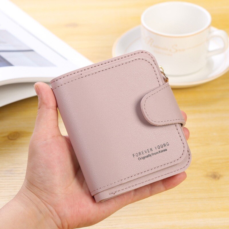 PU Leather Women Wallet Female Hasp Short Wallets Solid Color Coin Handbag For Women Fashion Multipurpose Purses Card Holder