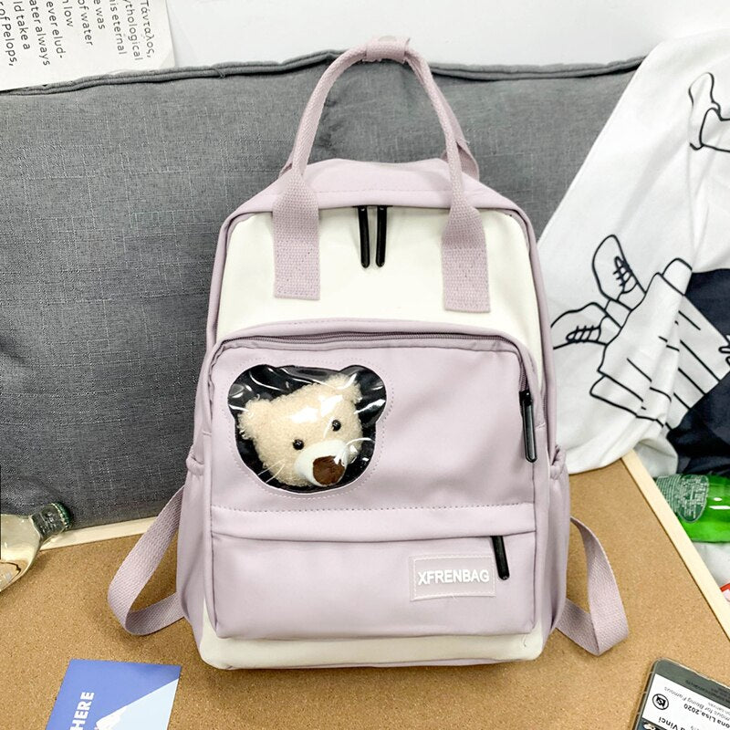 DCIMOR New Portable Nylon Women Backpack Female Cute Ring Buckle Travel Bag Teenage Girl Transparent Schoolbag Fashion Bookbag