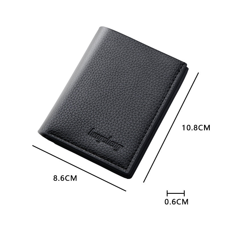 Men Wallets 100% Genuine Leather Real Cowhide Card Holder Wallets for Man Short Fashion Black Coin Purse Photo Money Clip Bag