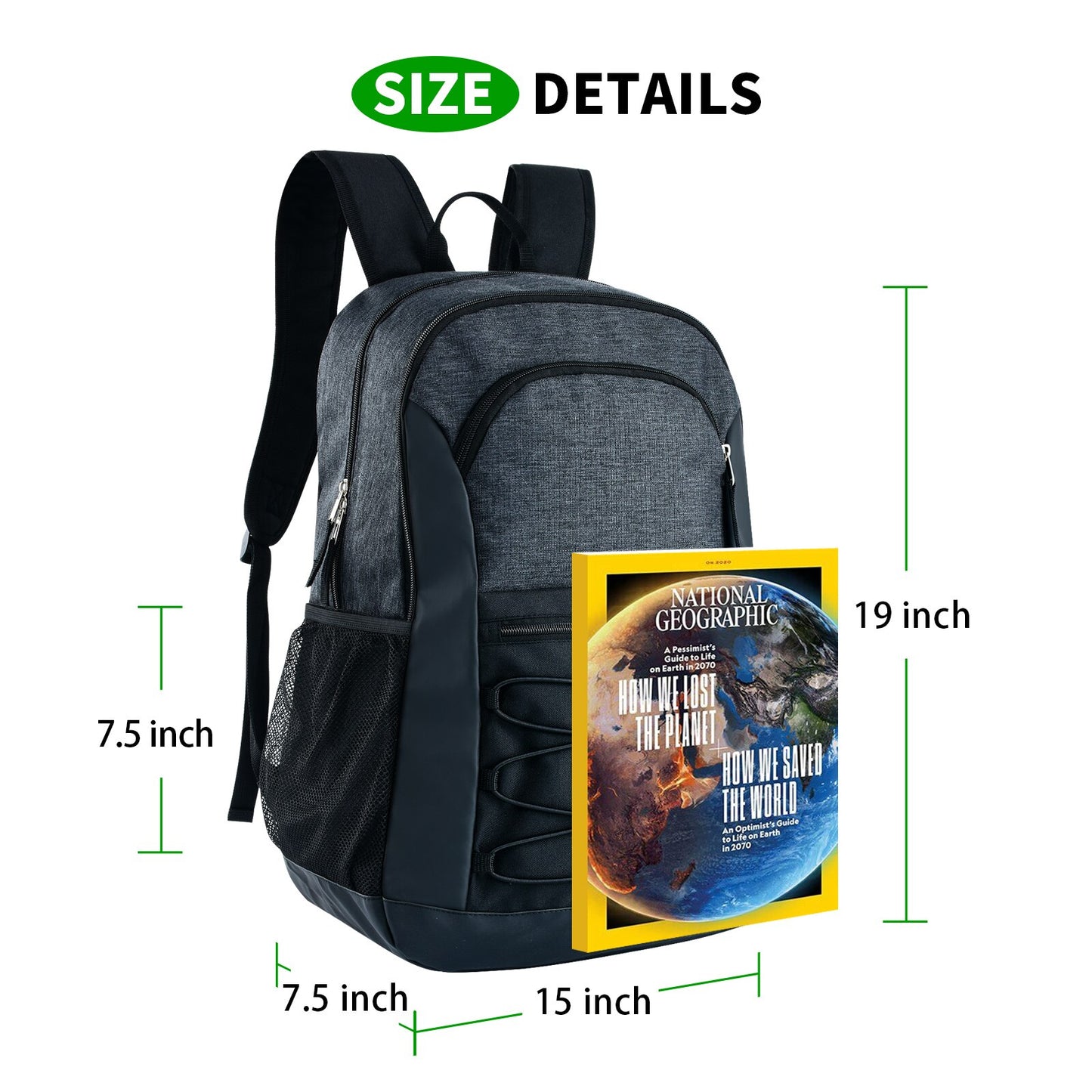 iFARADAY Large 21L Capacity Backpack Men Laptop Backpacks Polyester Solid High School Bags Teen College Boy Gril Student