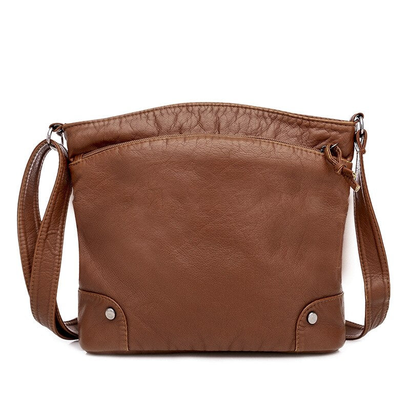 New Korean style PU leather crossbody bags for women Casual retro small square shoulder bag Large Capacity soft leather handbag