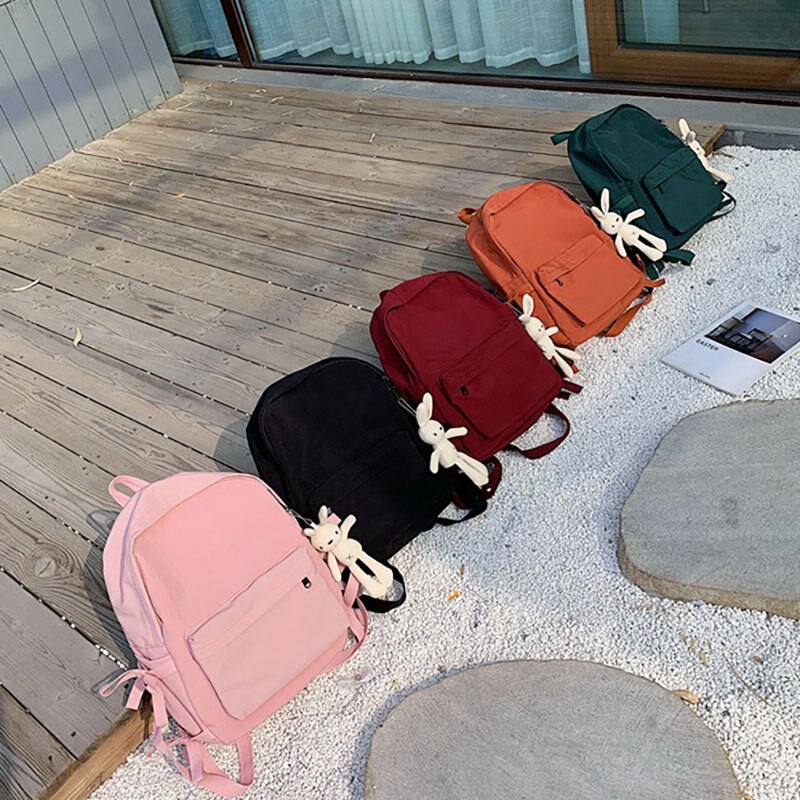 Outdoor Travel Nylon School Backpack Women's Backpacks for Teenagers Girl Large Capacity Women Bag Solid Color Schoolbag Mochila