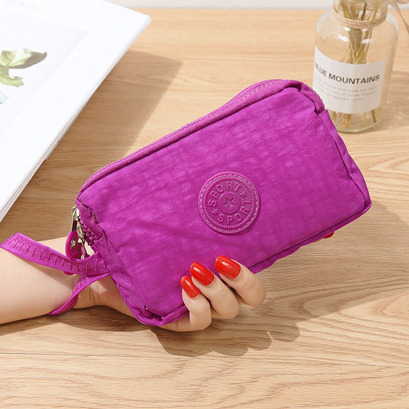 3 Zipper Ladies Wallets Ladies Wallets Brand Clutches Coin Purse Card Key Wallets Canvas Short Ladies Girls Wallets Handbags