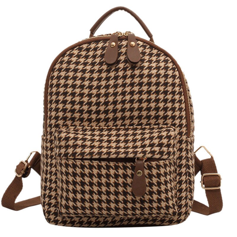Luxury Brand Women Small Backpack Cotton and Pu Leather Backpacks for Teenager Girls Fashion Multifunction Lady Travel Back Bag