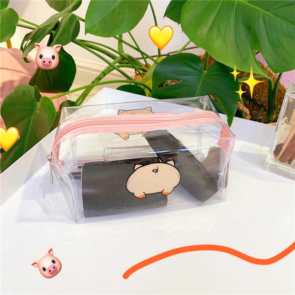Women Waterproof Clear Cosmetic Bags Case PVC Fashion Girl Travel Zipper Make Up Bag Pouch Toiletry Brush Wash Organizer